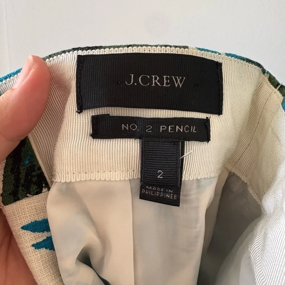 J.Crew No. 2 Pencil Skirt – Blue Green Floral – Size 2 – Lined